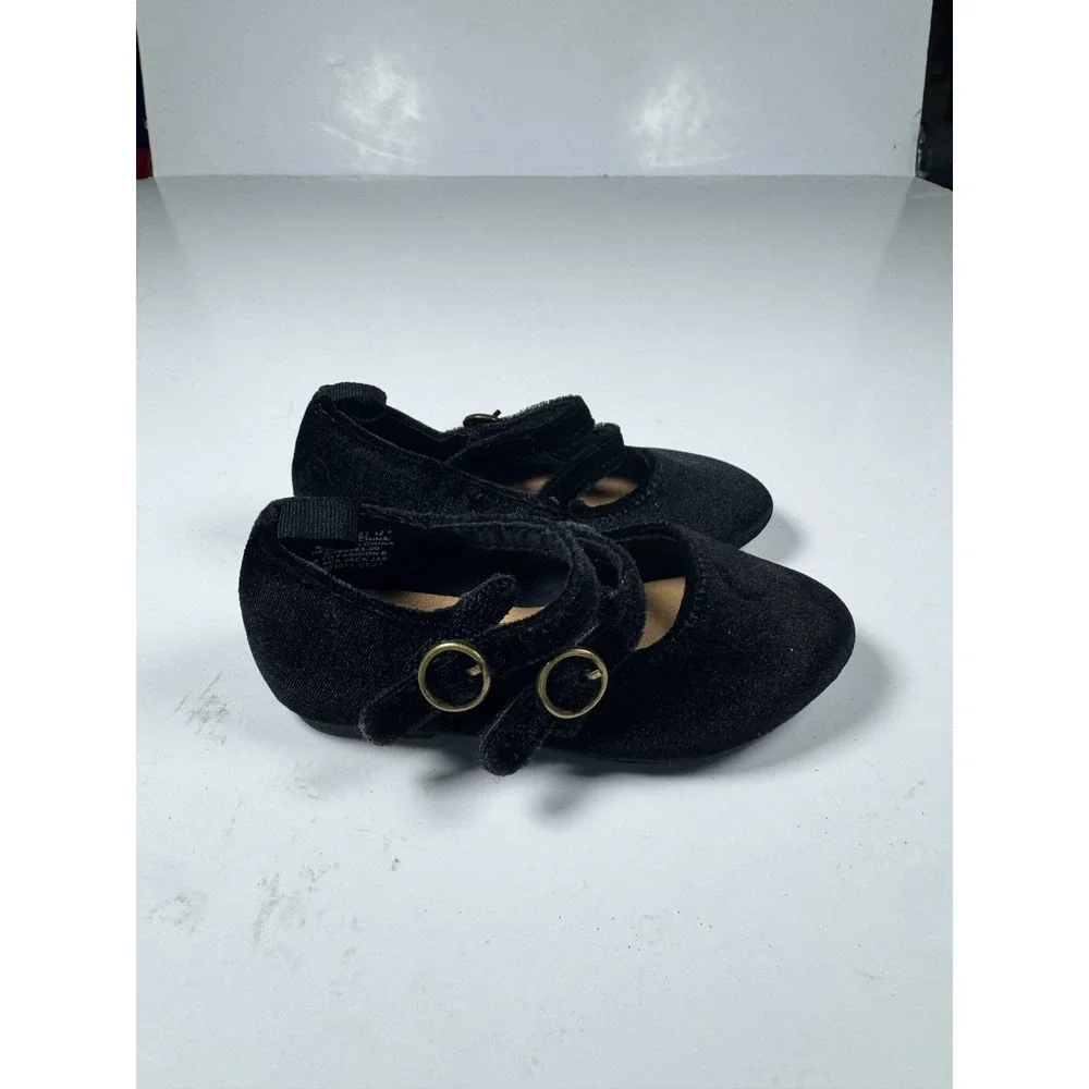 Old Navy Velvet Double-Buckle Ballet Flats Toddler‎ Girls US 12.5 Black Shoes